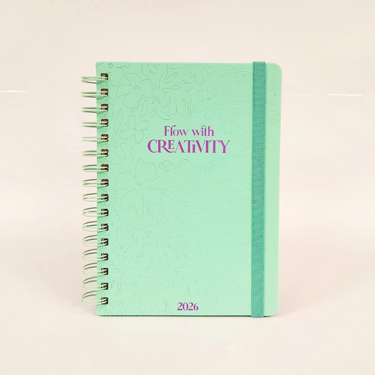 Agenda Mooving 2026 Gala Verde Agua 15 x 21 cm Semana a la Vista con Espiral Art.1404243